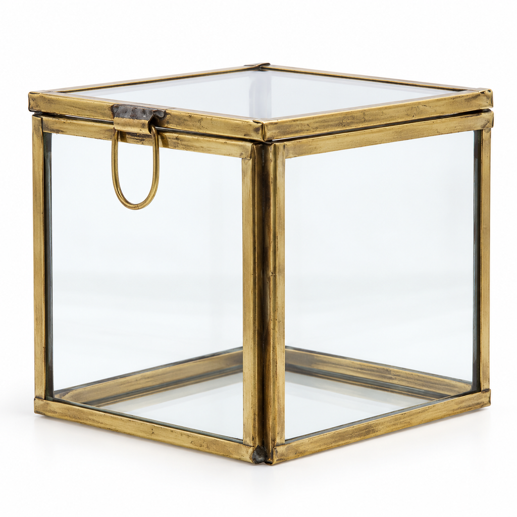 Pierre Glass Keepsake Box | Antiqued Brass | 3"