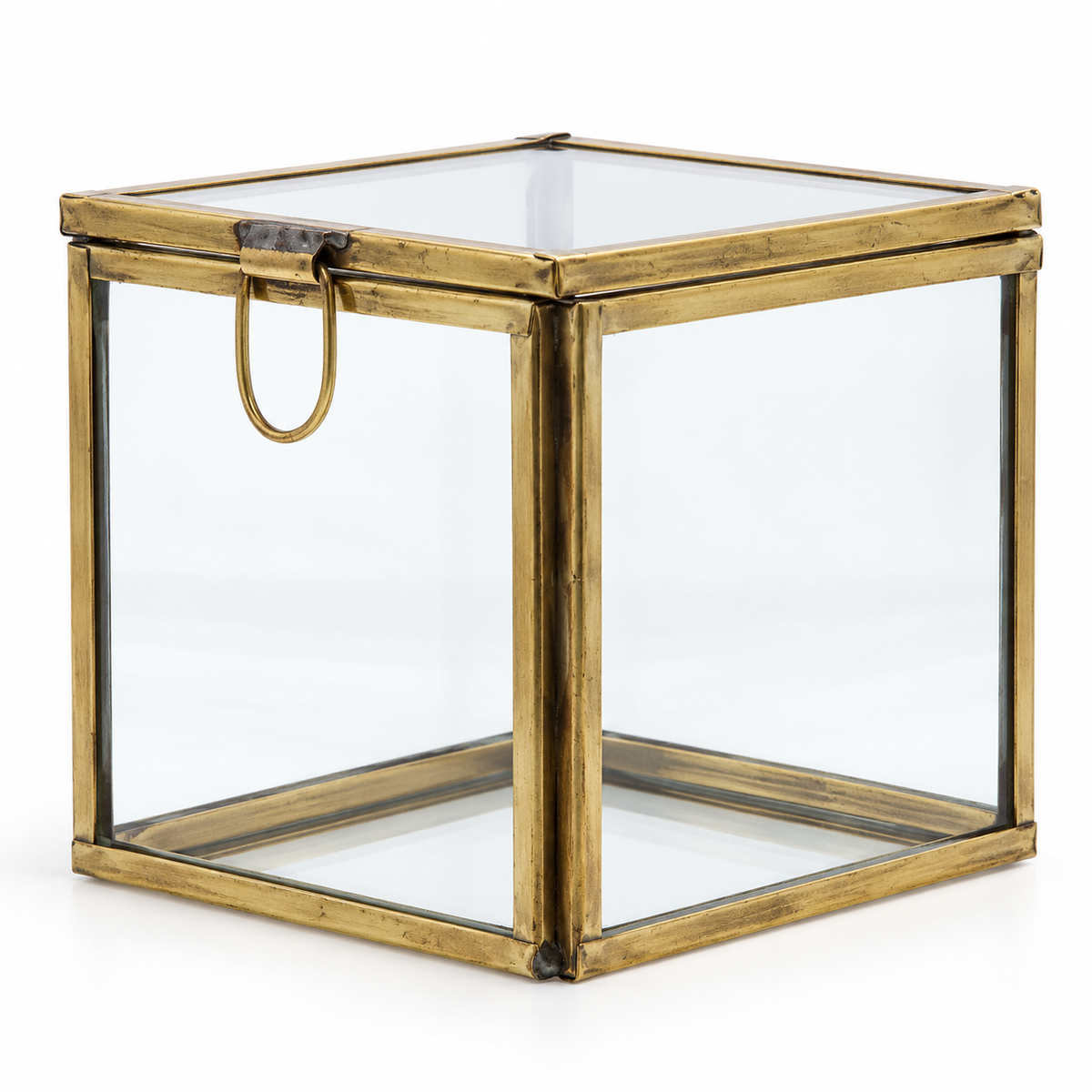 Pierre Glass Keepsake Box | Antiqued Brass | 3"