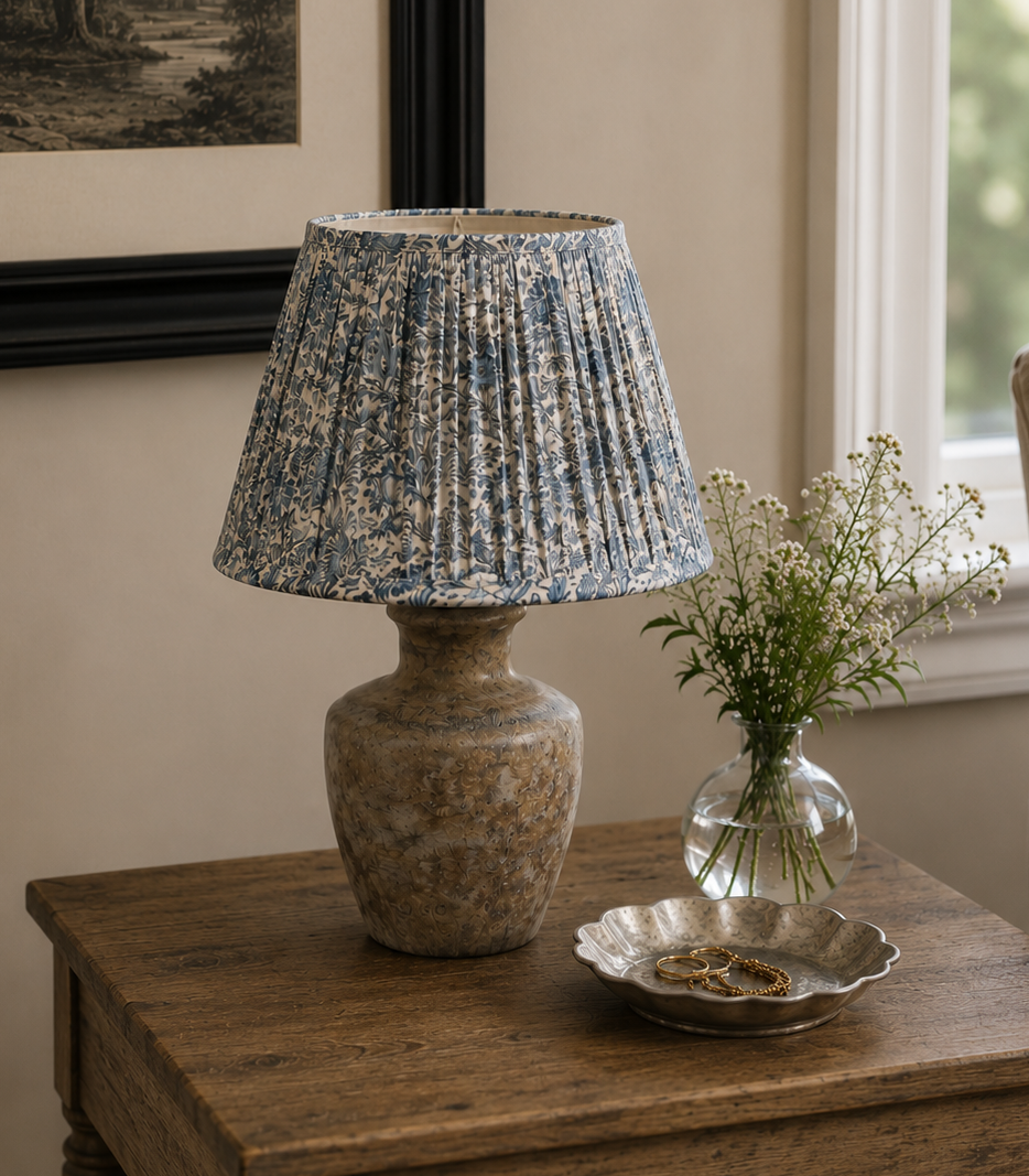 Pleated Floral Table Lamp