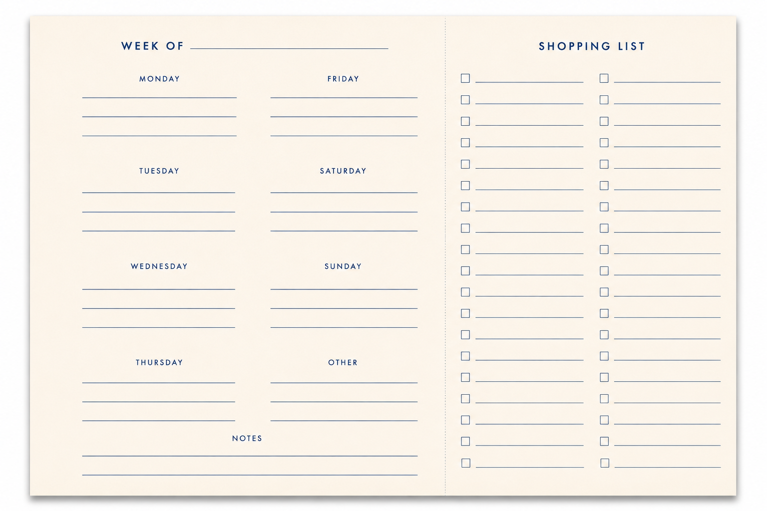 Retro Premium Weekly Meal Planner & Shopping List