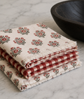 Red Block Print Tea Towels