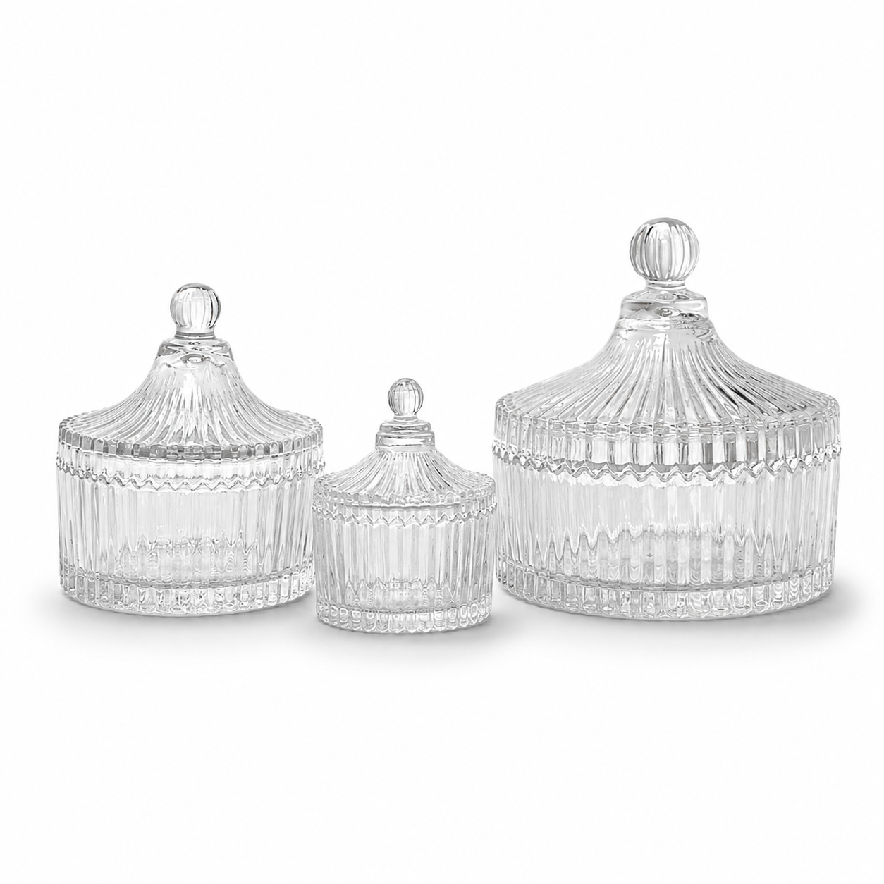 Ribbed Yurt Glass Jar with Lid