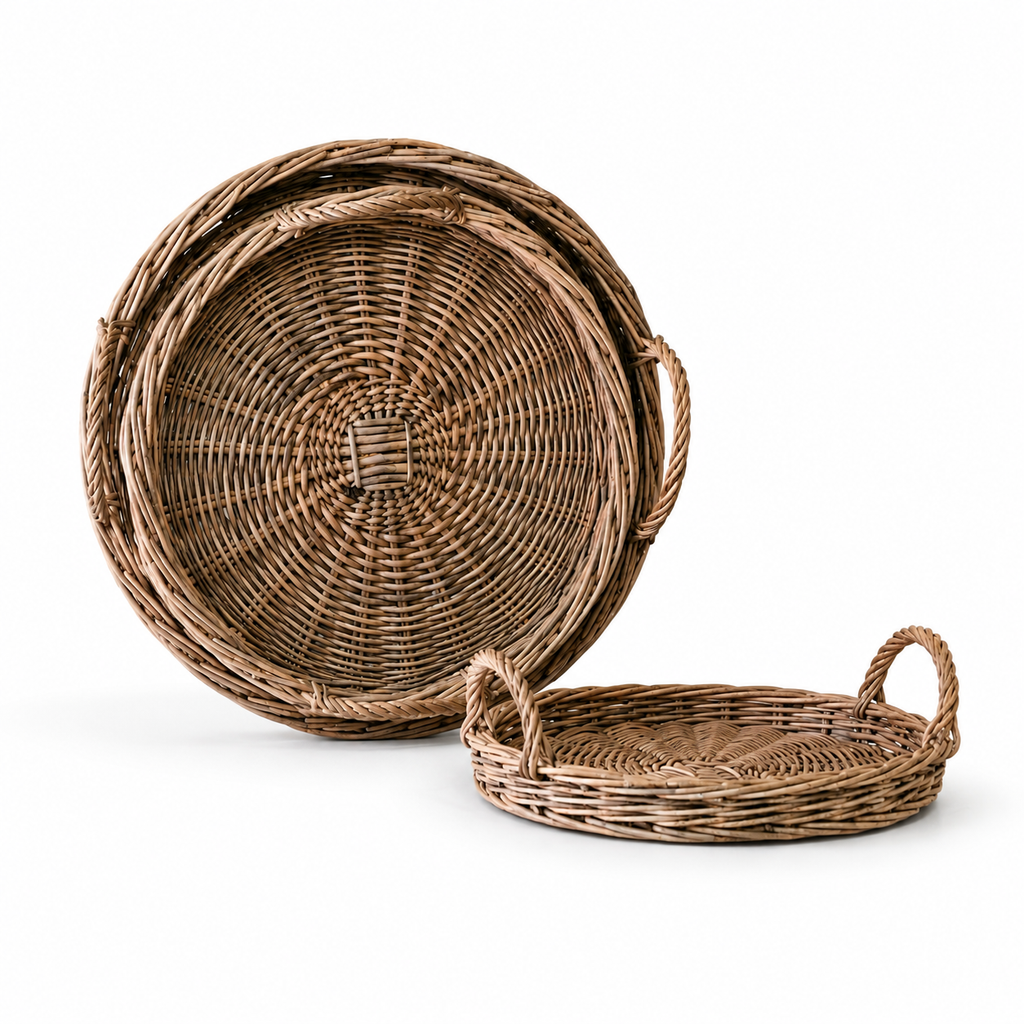 Round Woven Willow Tray