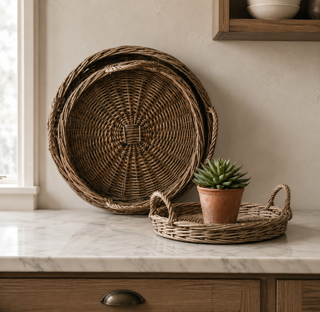 Round Woven Willow Tray