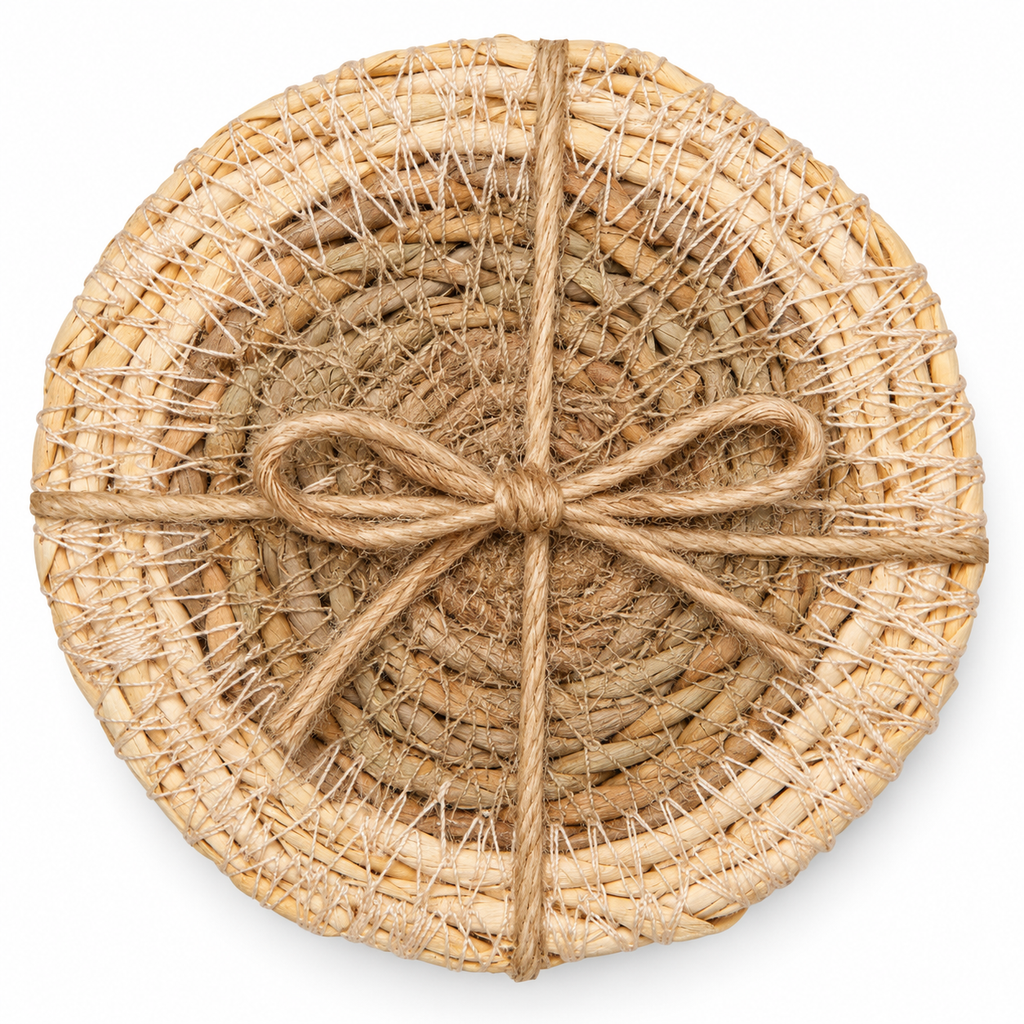 Natural Seagrass Coasters with Cream Rim | 4"