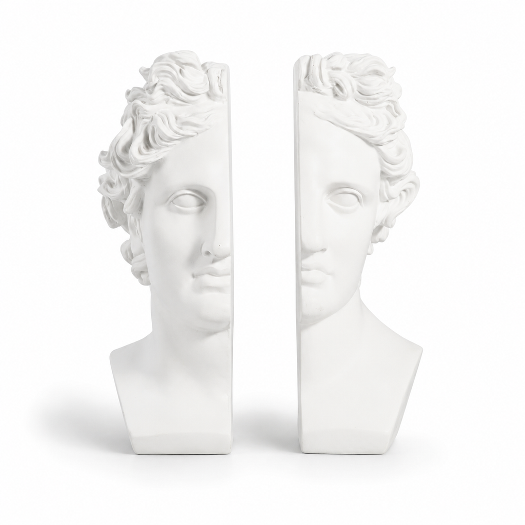 Greek Sculptural Bust Bookends Set of 2