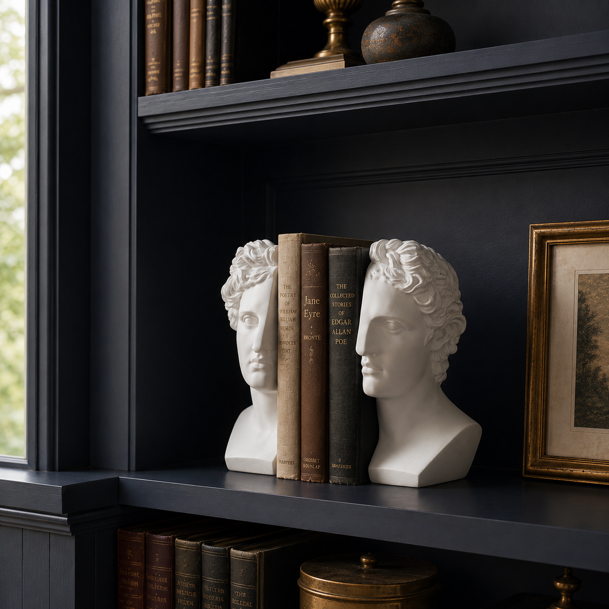 Greek Sculptural Bust Bookends Set of 2