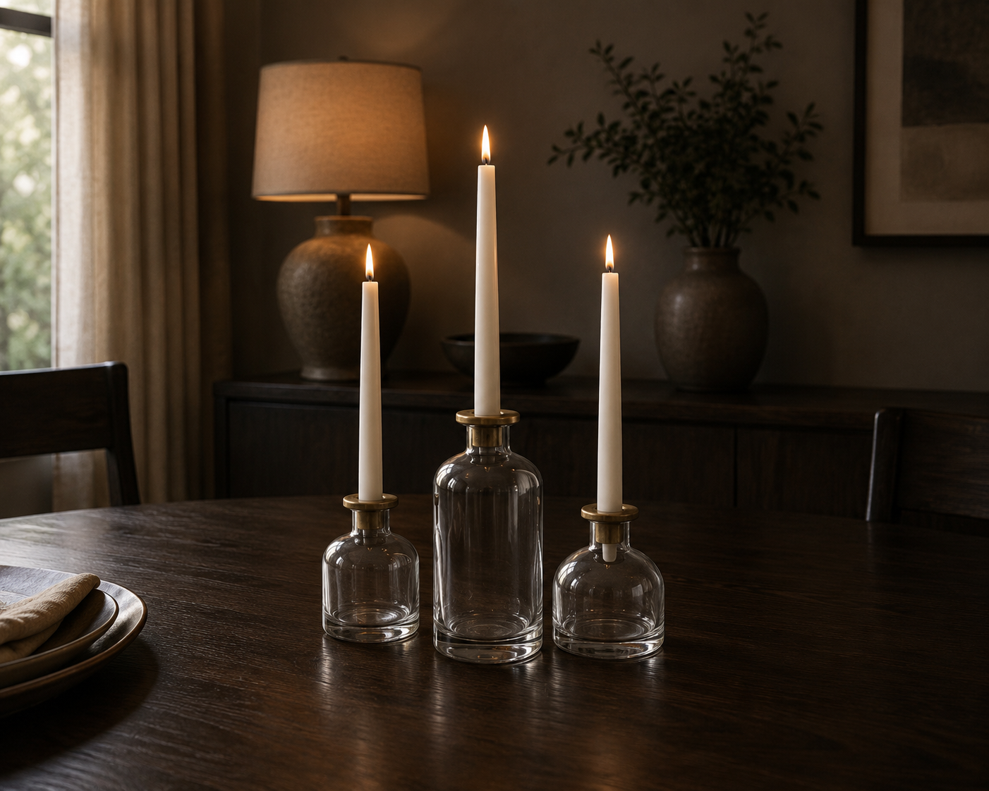 Skinny Taper Glass Candle Holder - Small