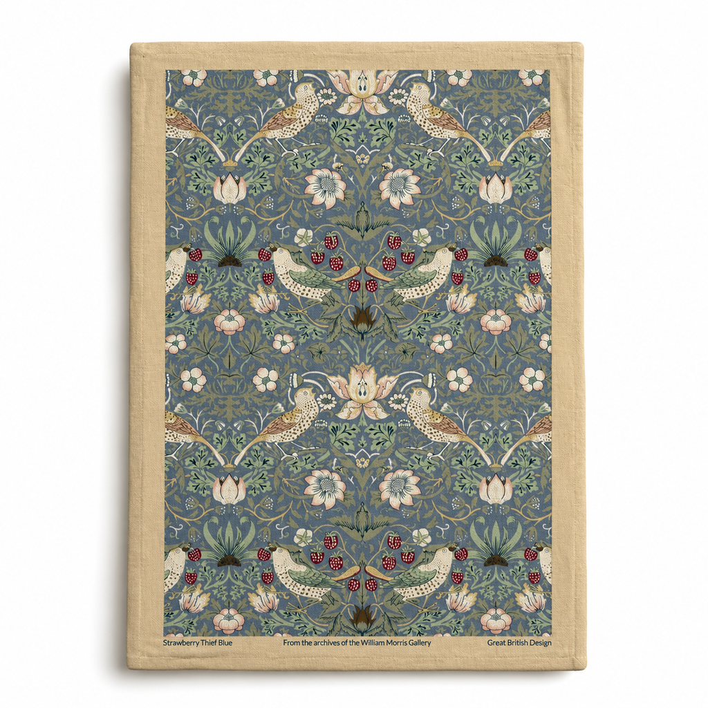 Strawberry Thief Blue Cotton Tea Towel