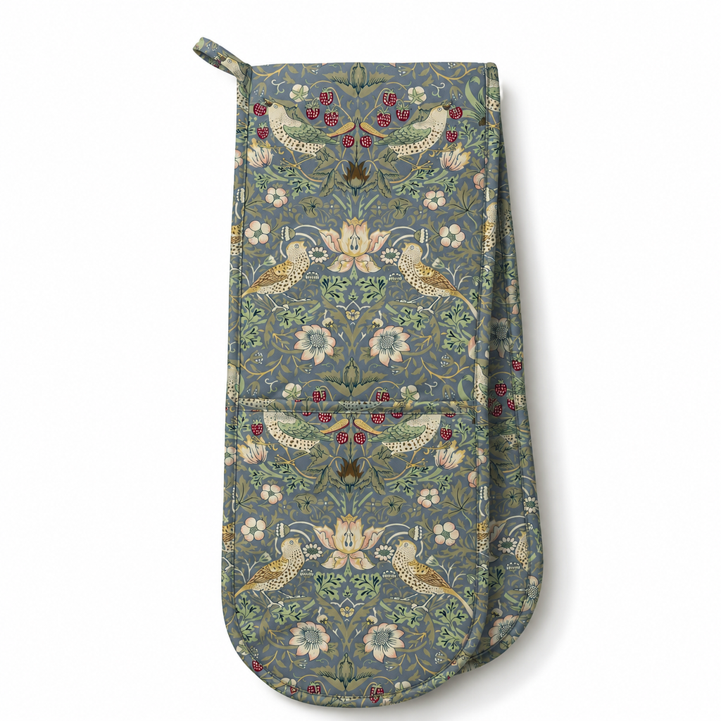 Strawberry Thief Blue Double Oven Glove