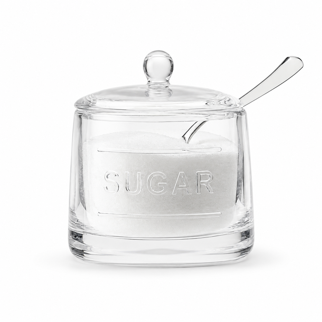 Embossed Glass Sugar Jar
