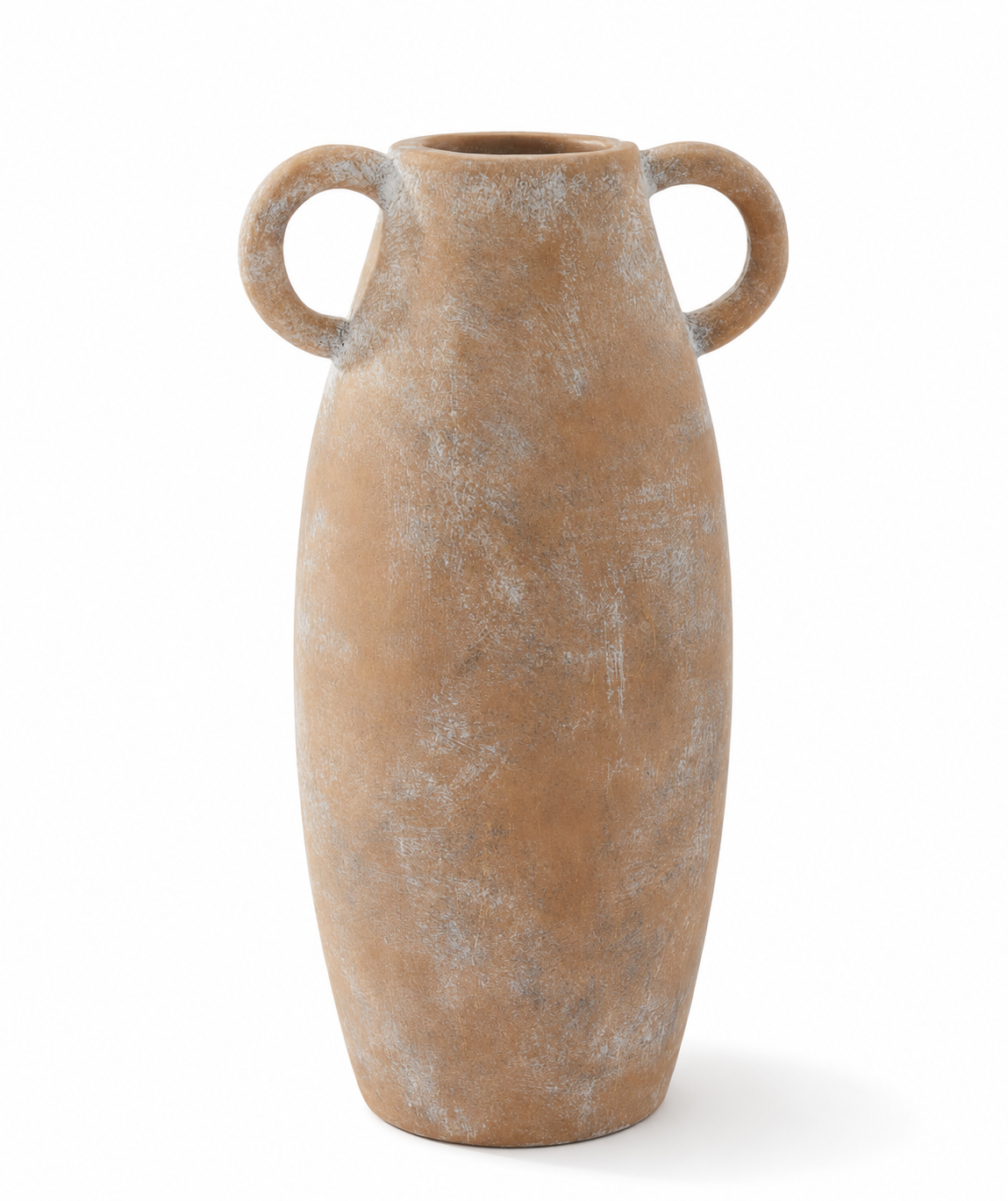 Tall Rustic Brown Porcelain Vase with Handles