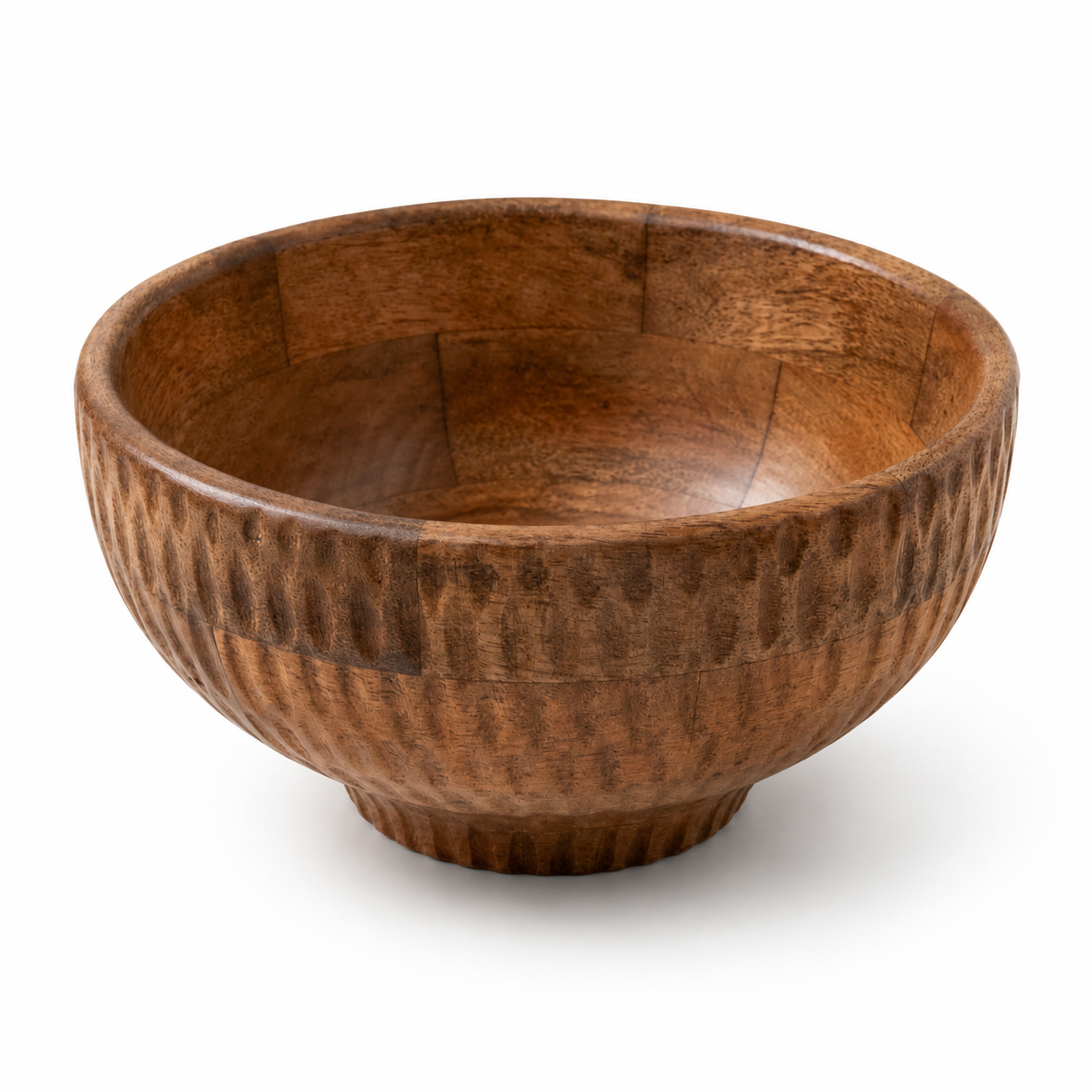 Textured Wood Footed Bowl