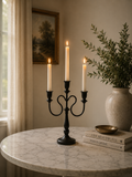 Three-Arm Black Metal Candelabra