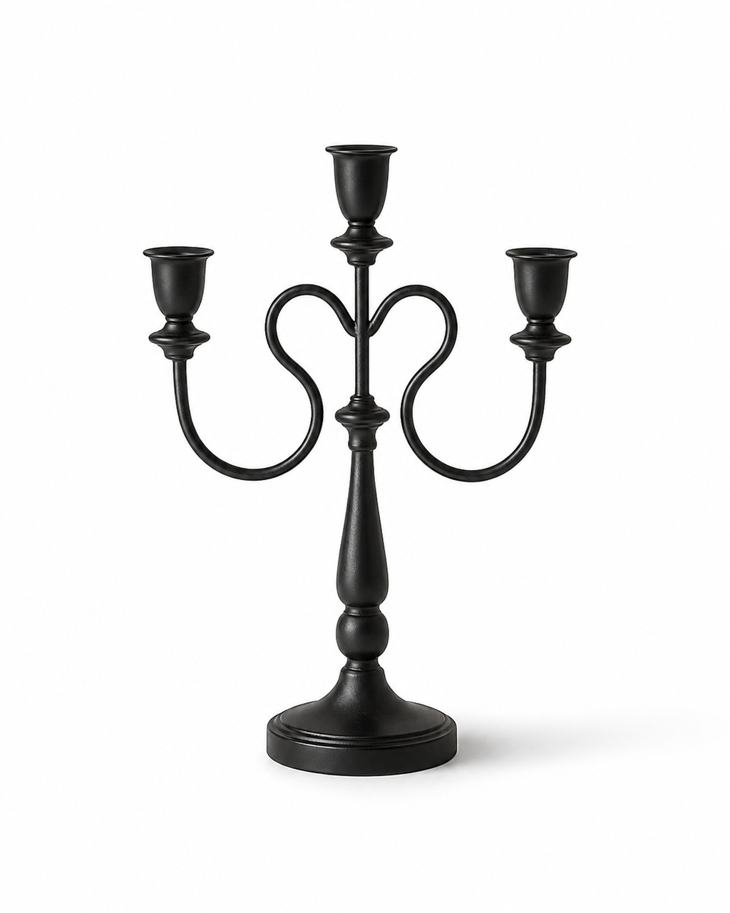 Three-Arm Black Metal Candelabra