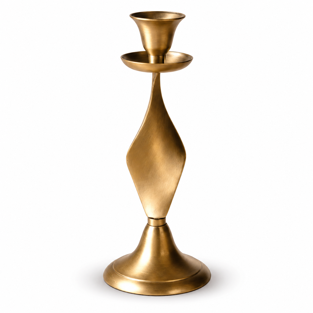 Twisted Brass-Tone Taper Candle Holder