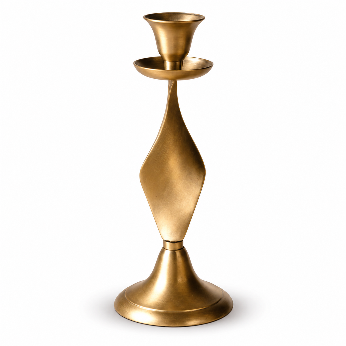 Twisted Brass-Tone Taper Candle Holder