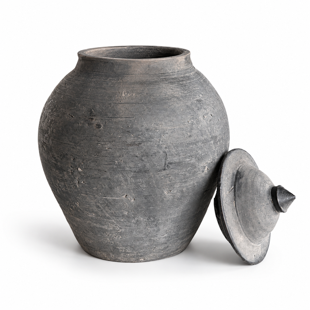 Lidded Village Jar