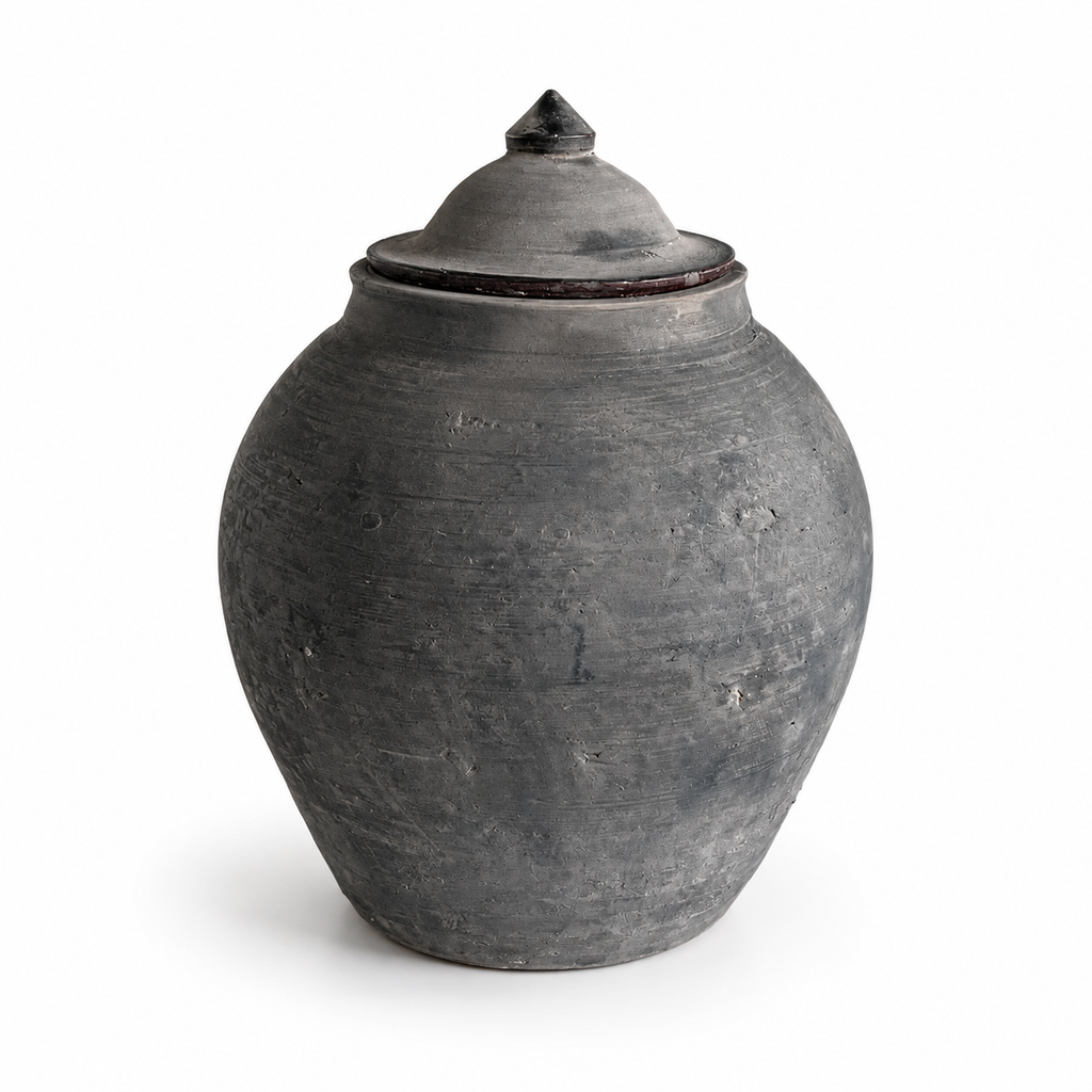 Lidded Village Jar