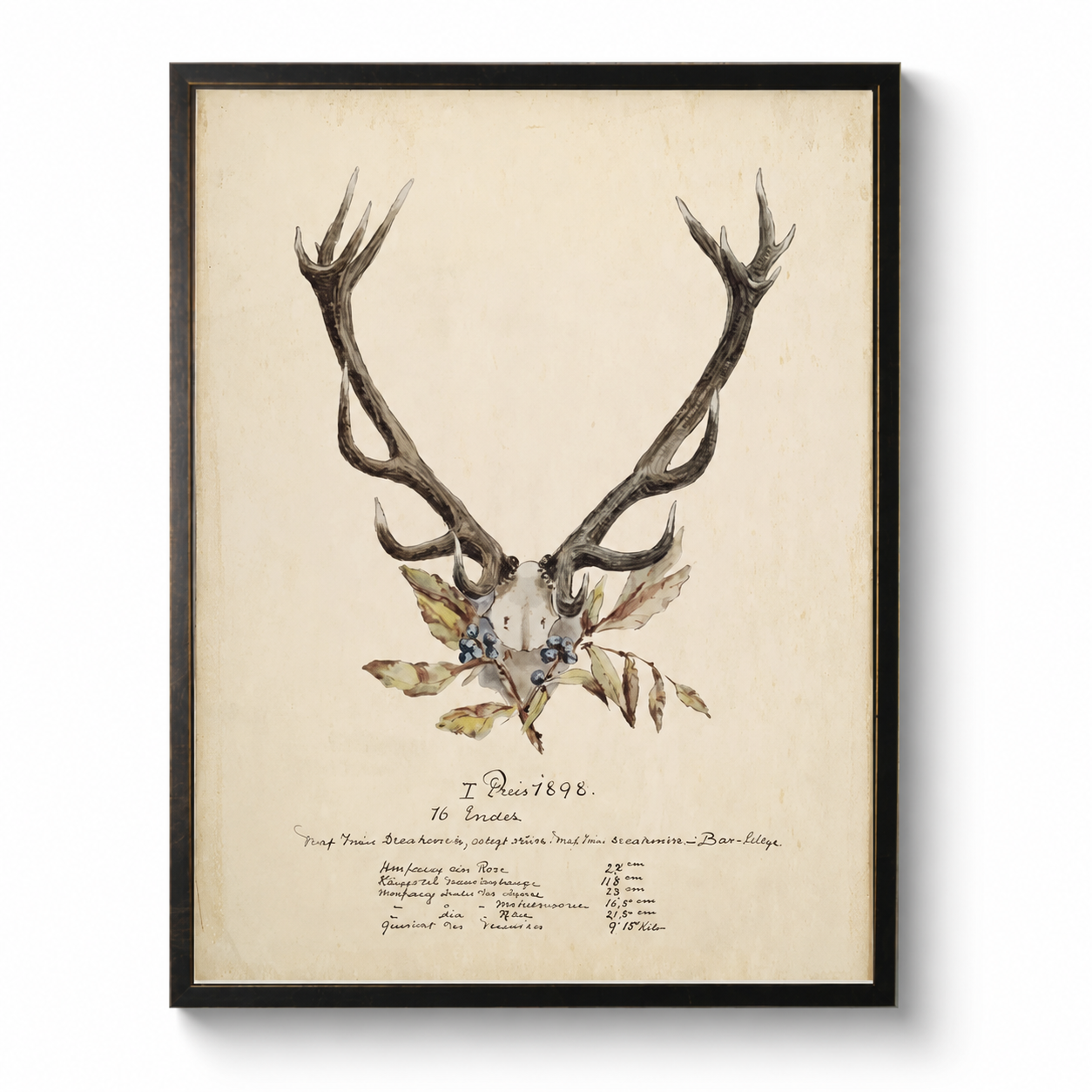 Vintage Antler Bookplate F on Distressed Background