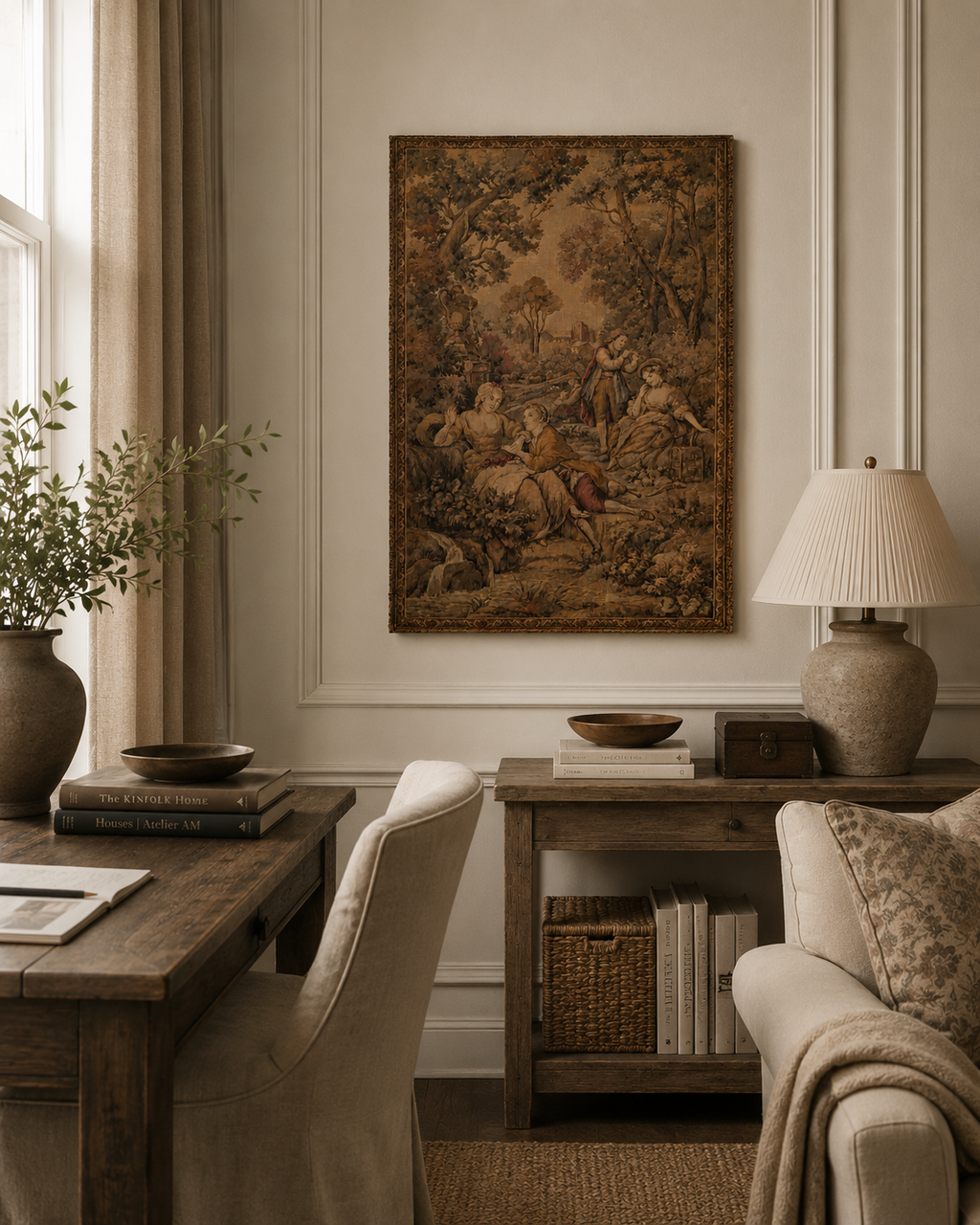 Vintage Belgian Pastoral Reverie Tapestry