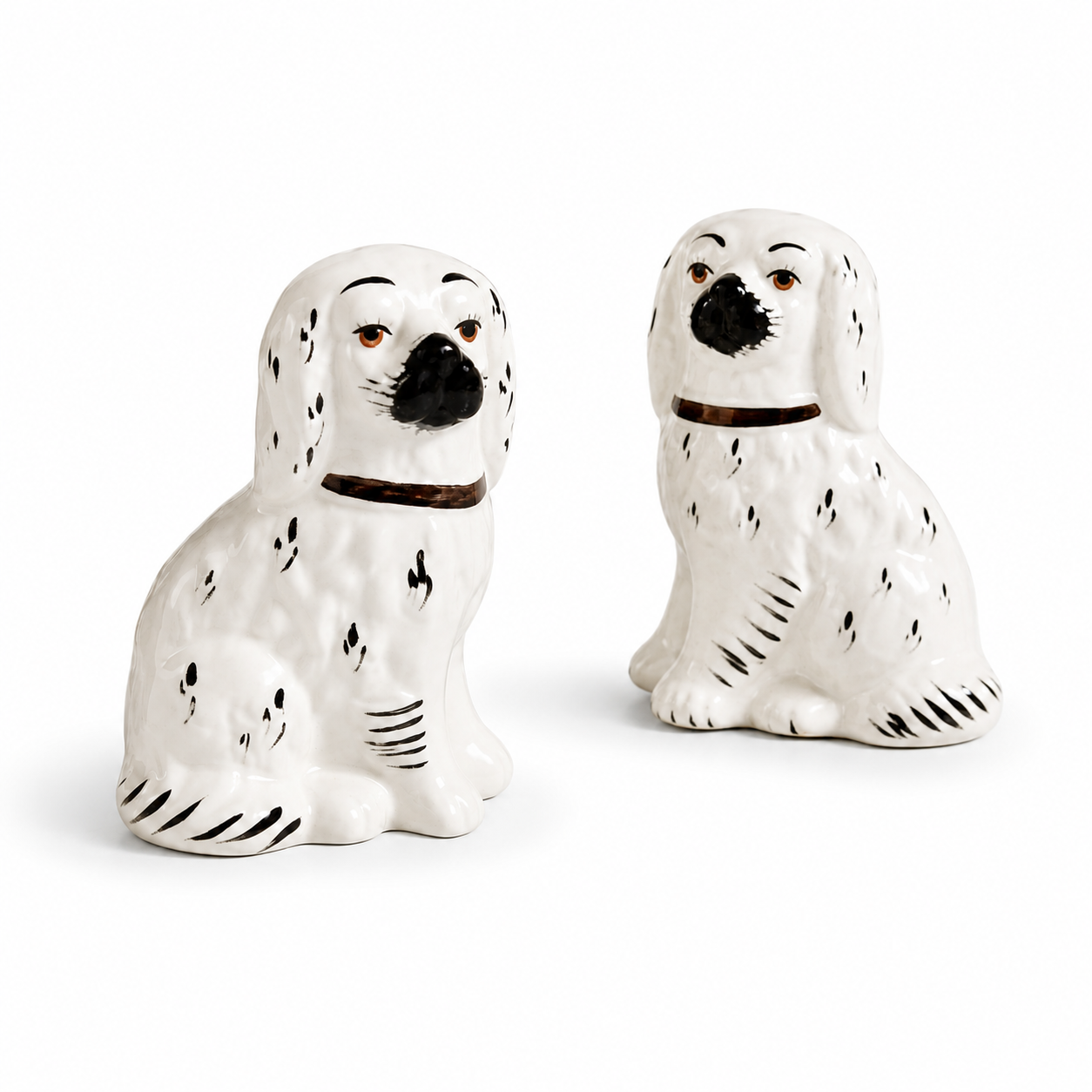 Vintage Beswick Staffordshire Spaniel Pair England — Stripped Tail