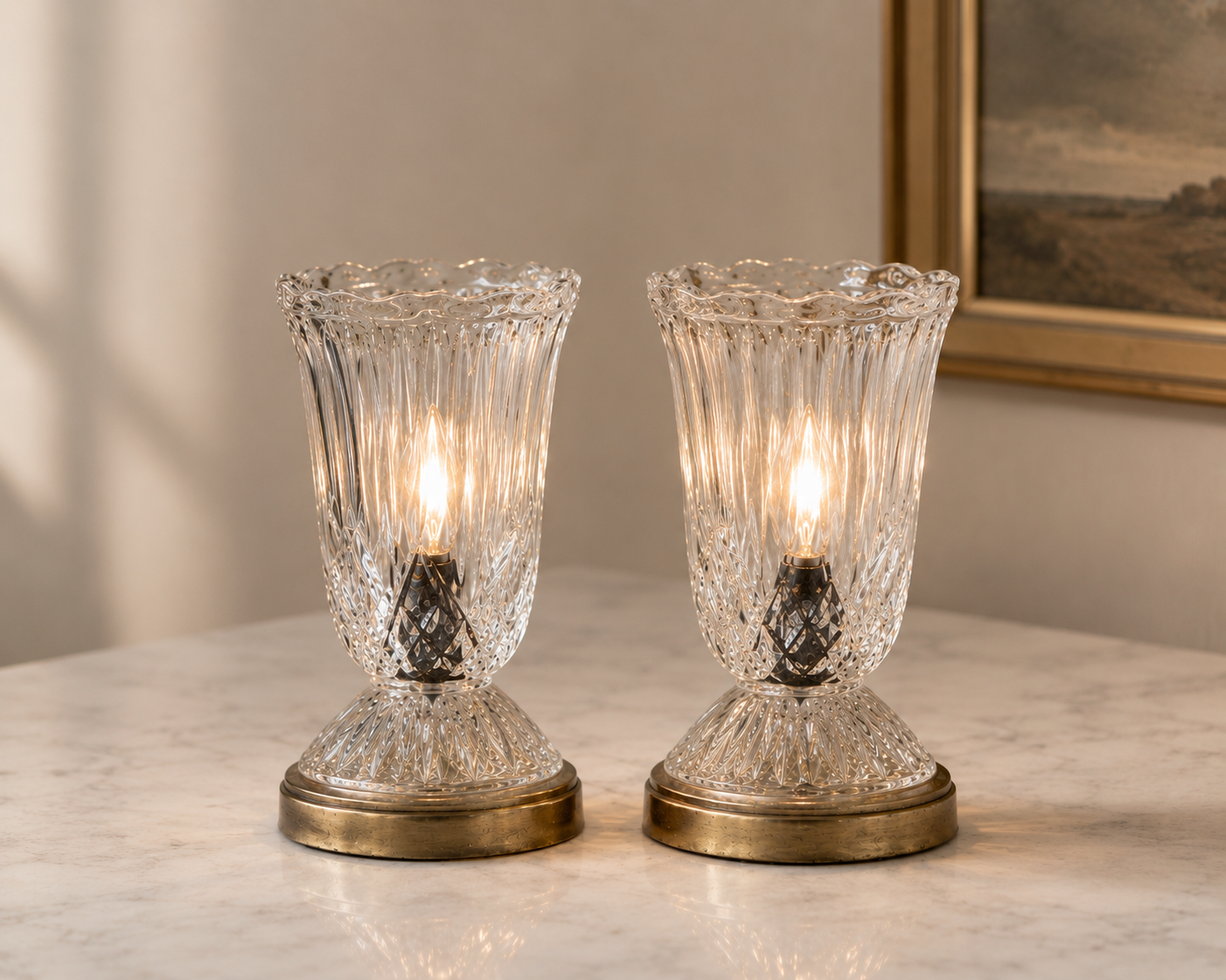 Vintage Crystal Boudoir Lamps | Pair