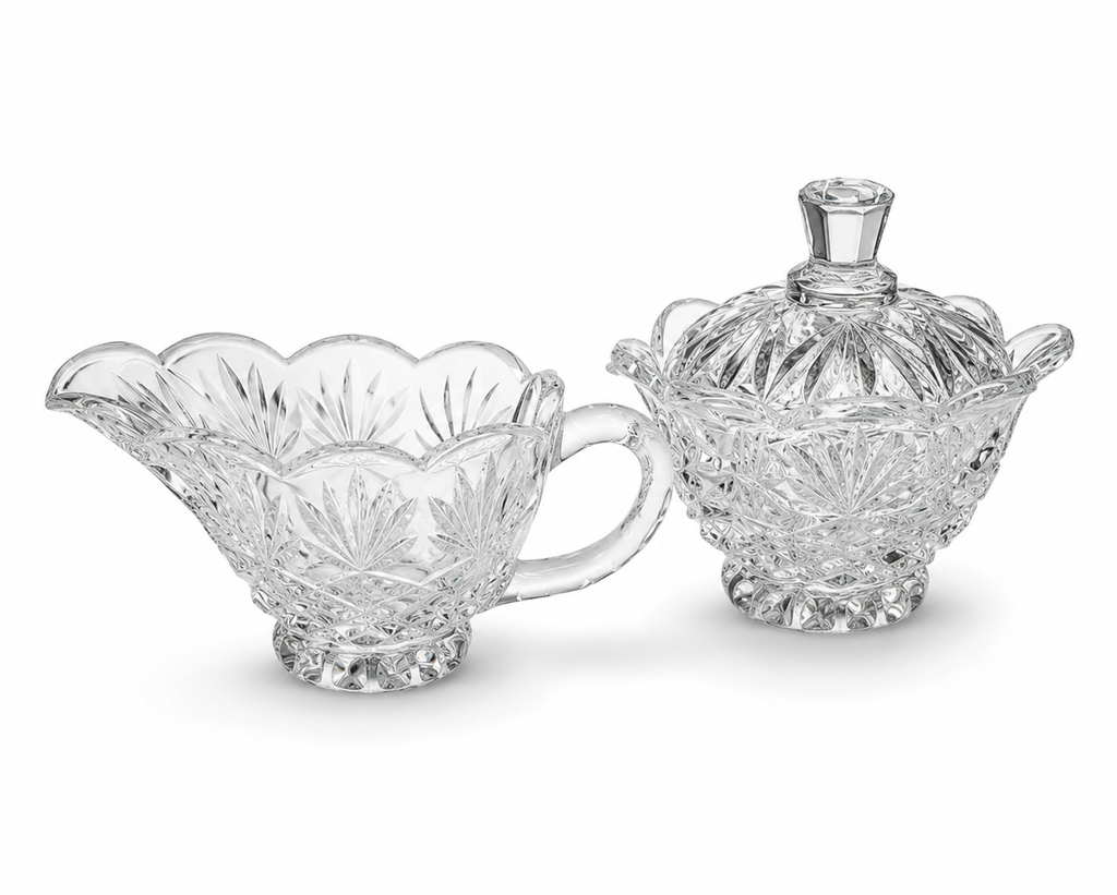 Vintage Lead Crystal Creamer & Sugar Bowl Set