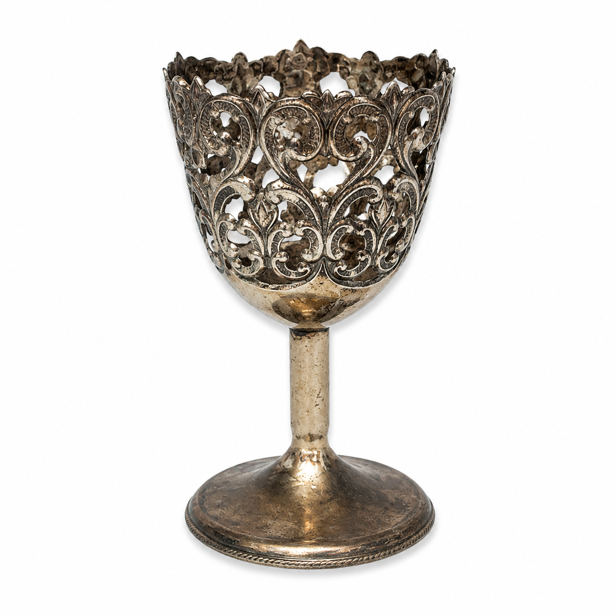 Vintage Japanese Silver-Plated Filigree Egg Cup