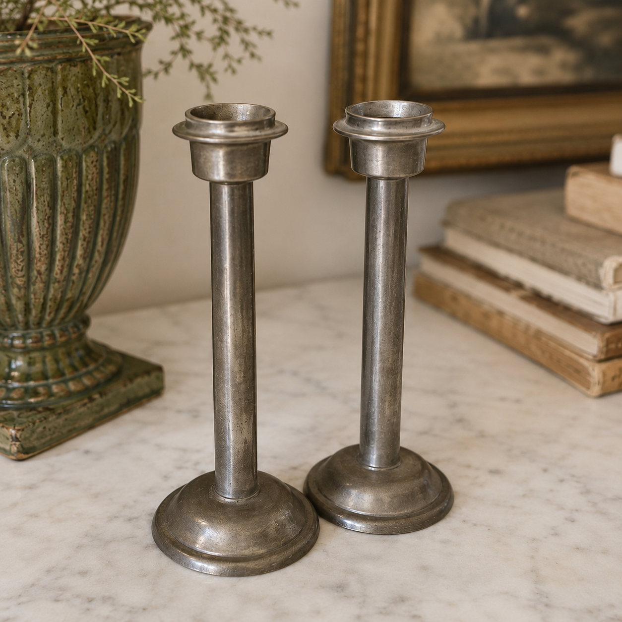 Vintage Pewter Candlesticks