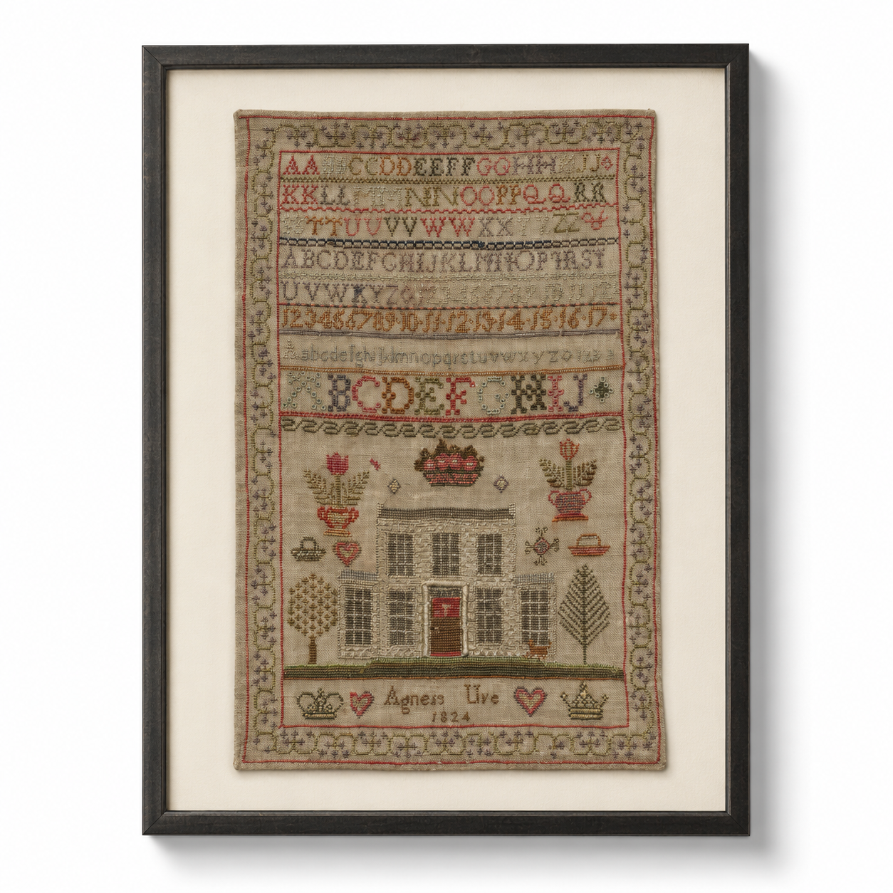 Vintage Sampler Stitching Reproduction Print