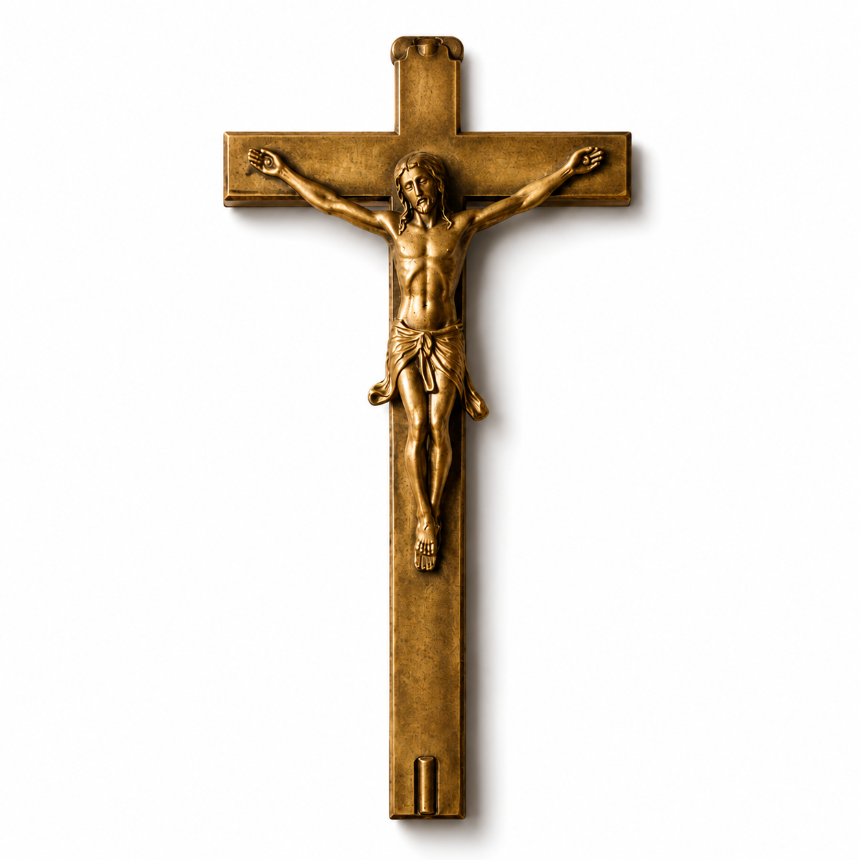 Vintage Solid Brass French Crucifix — 14"