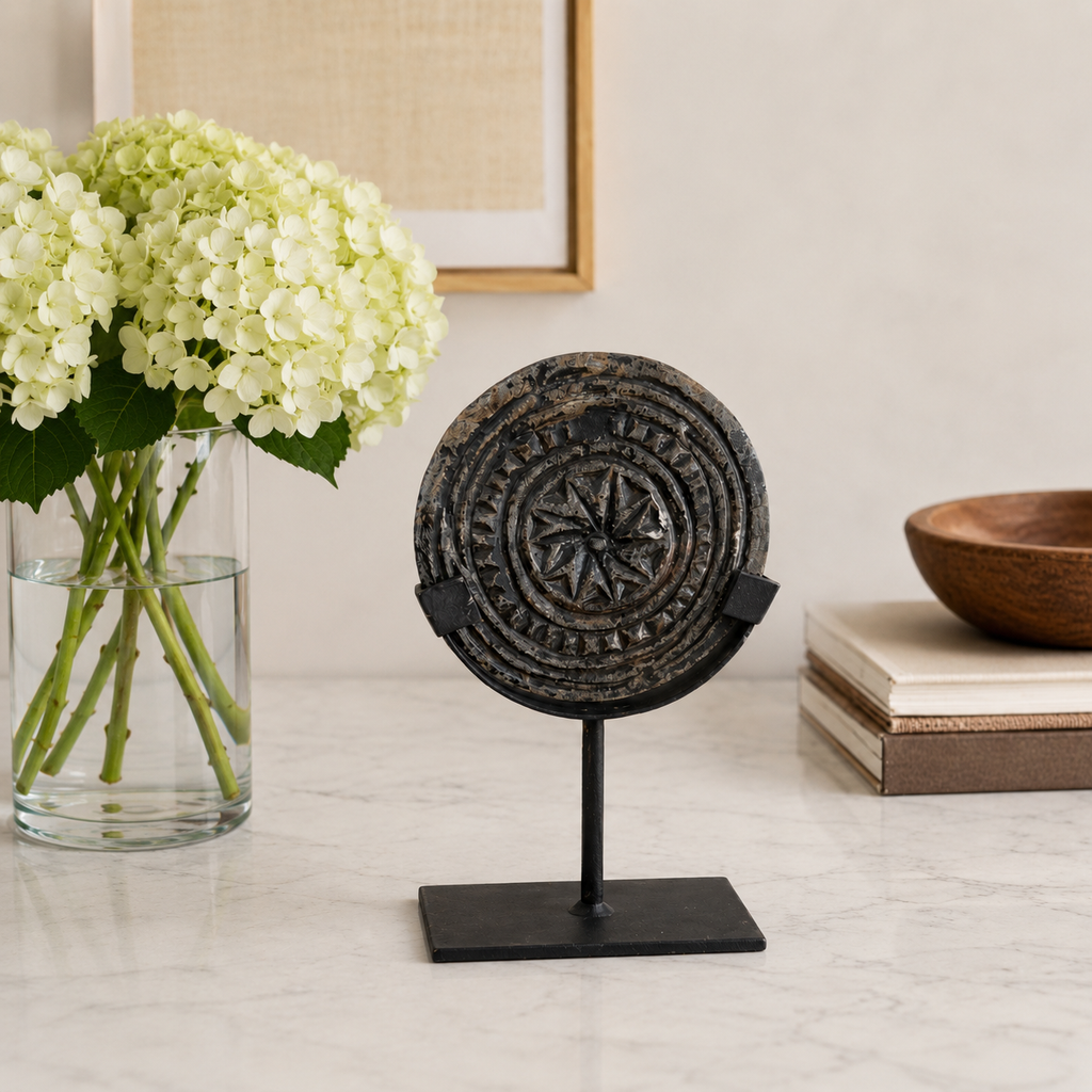 Vintage Soapstone Cookie Mold on Stand