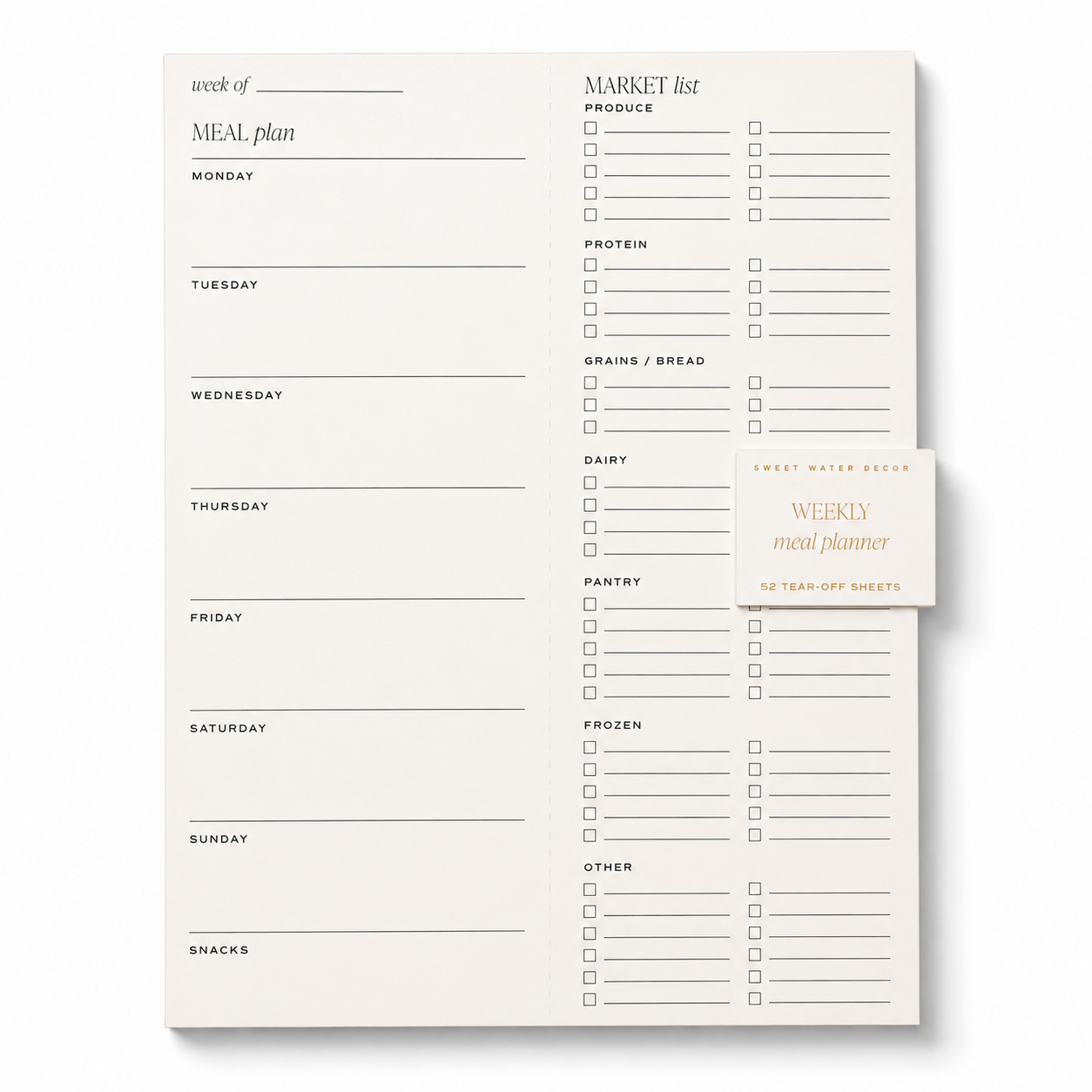 Weekly Meal Plan Notepad