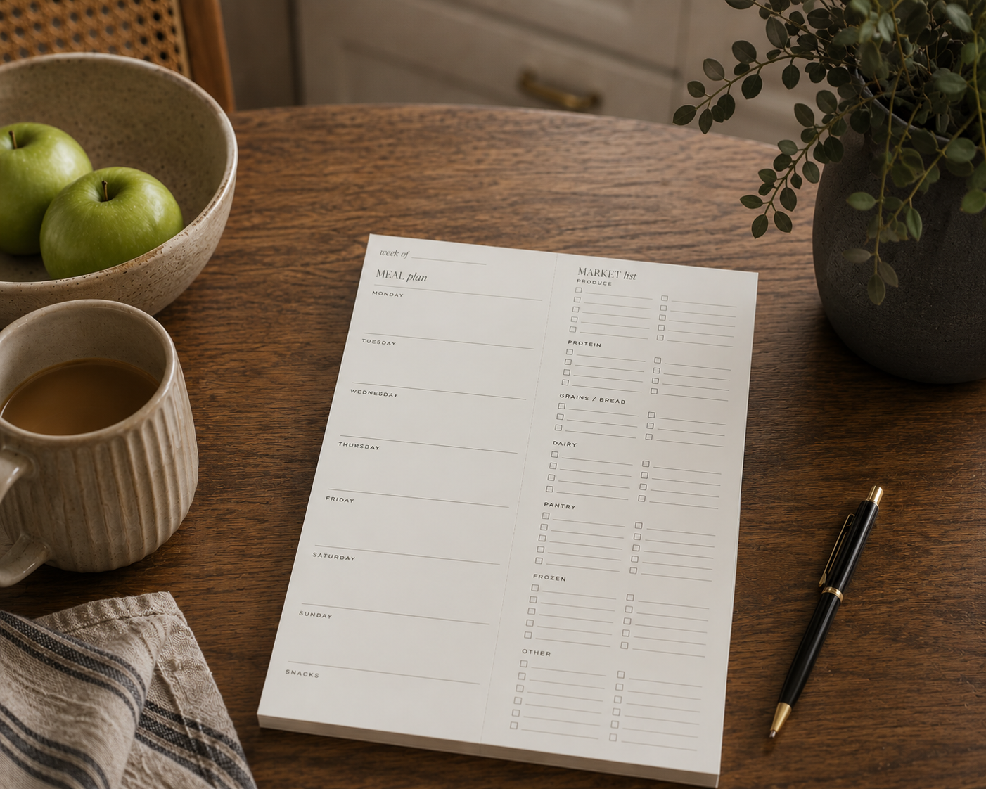 Weekly Meal Plan Notepad