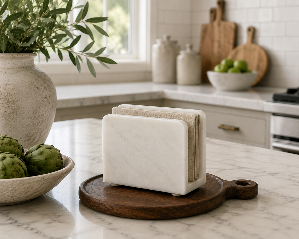 White Marble Napkin Holder