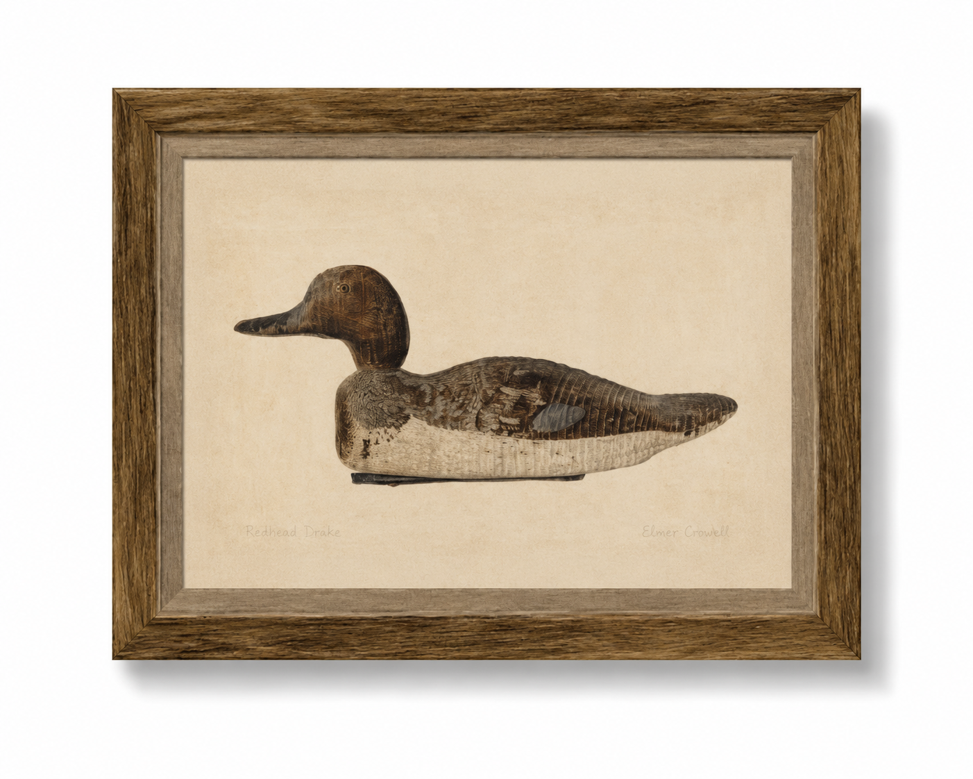 Wooden Duck Decoy Framed Antique Art
