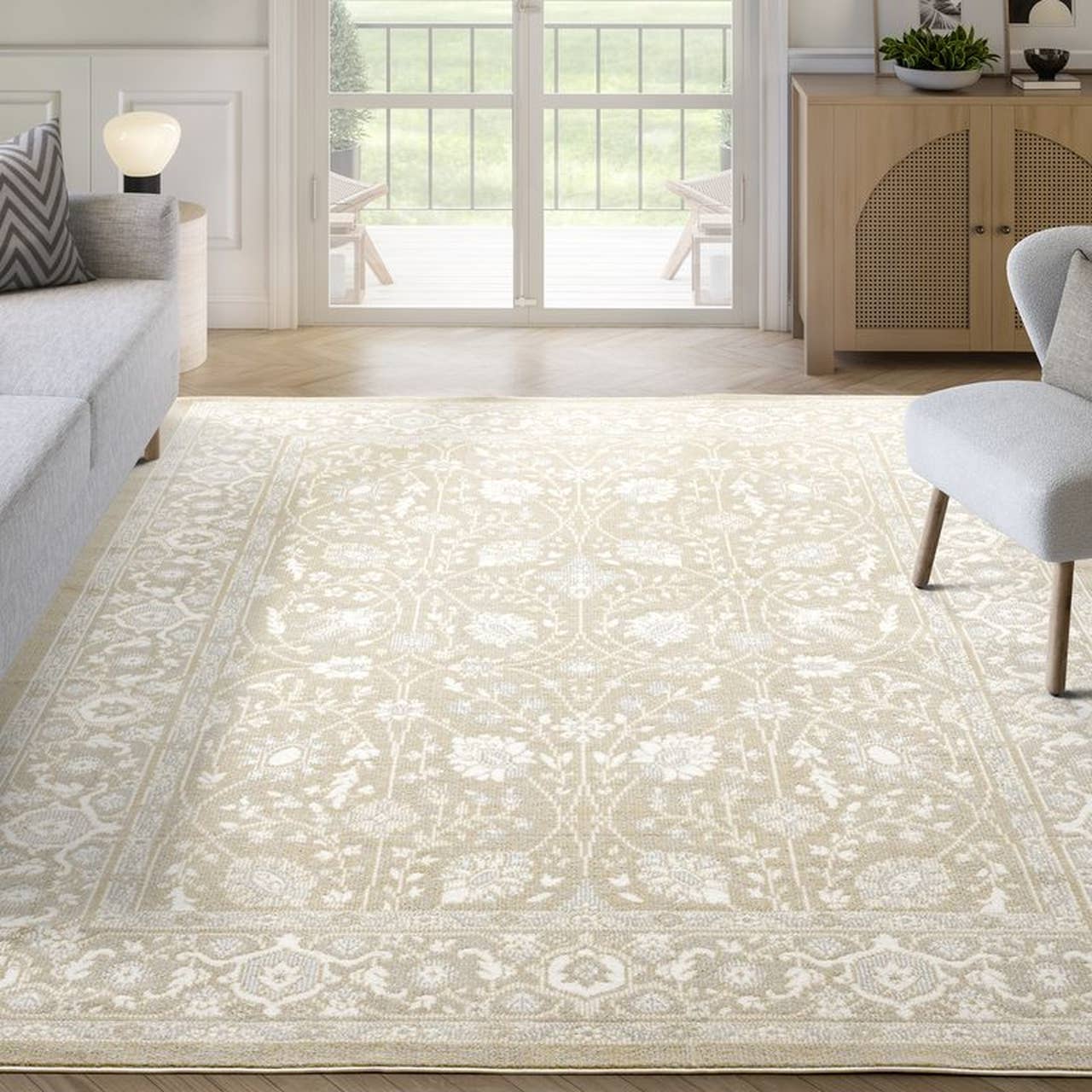 Floral Oriental Sand Rug