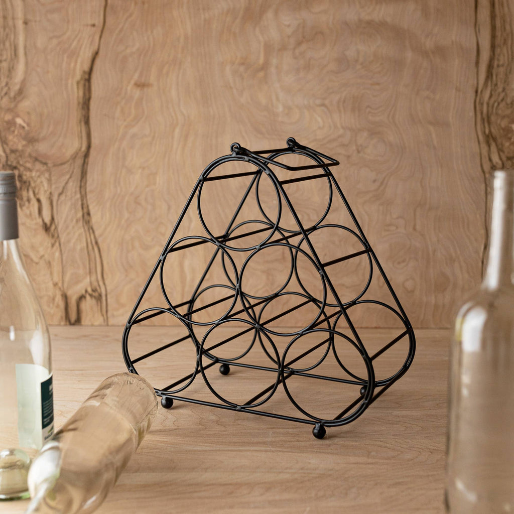 6 Bottle Wine Holder Black Metal