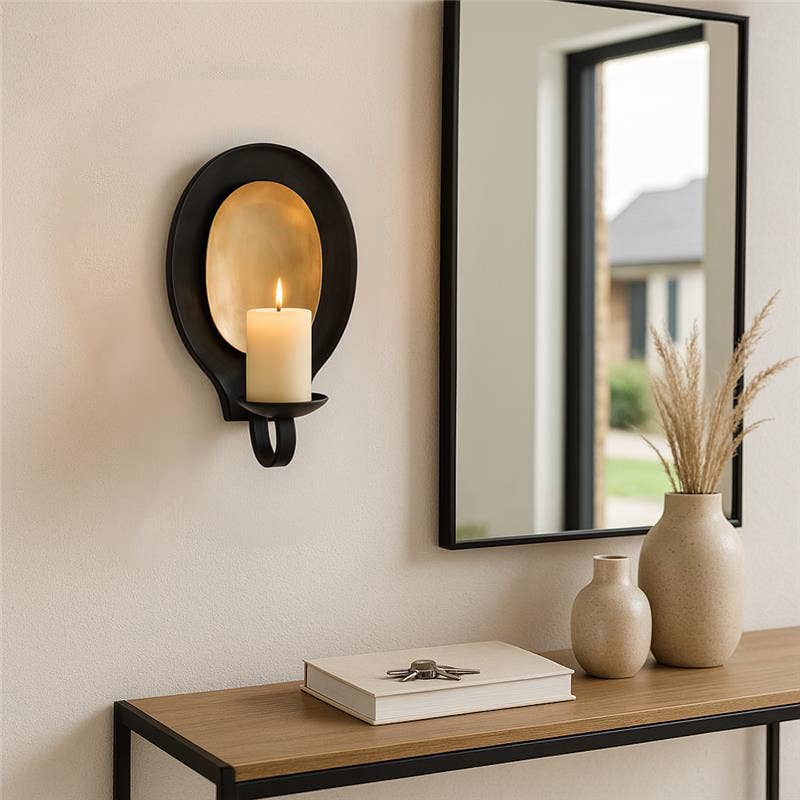 Wall-Mounted Votive Holder — Black Metal