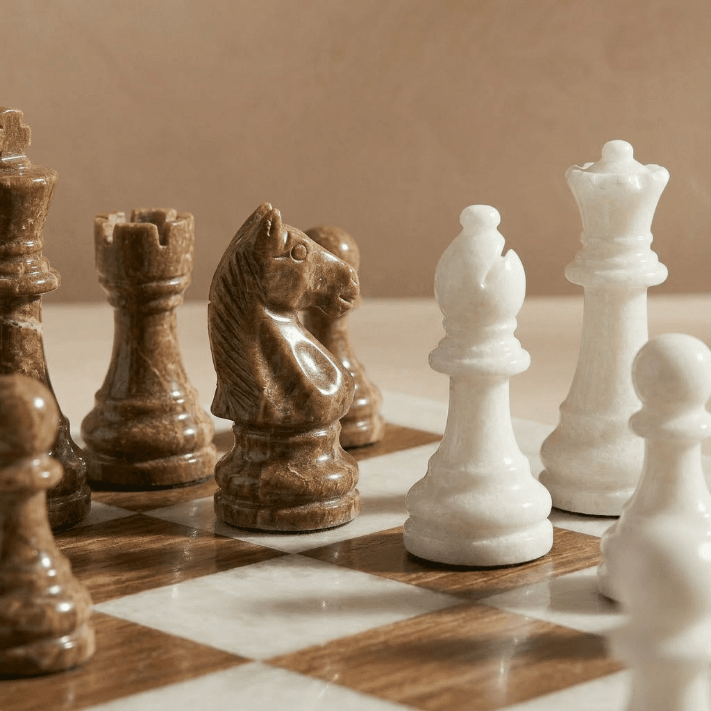 Marble Chess Set | Brown and White