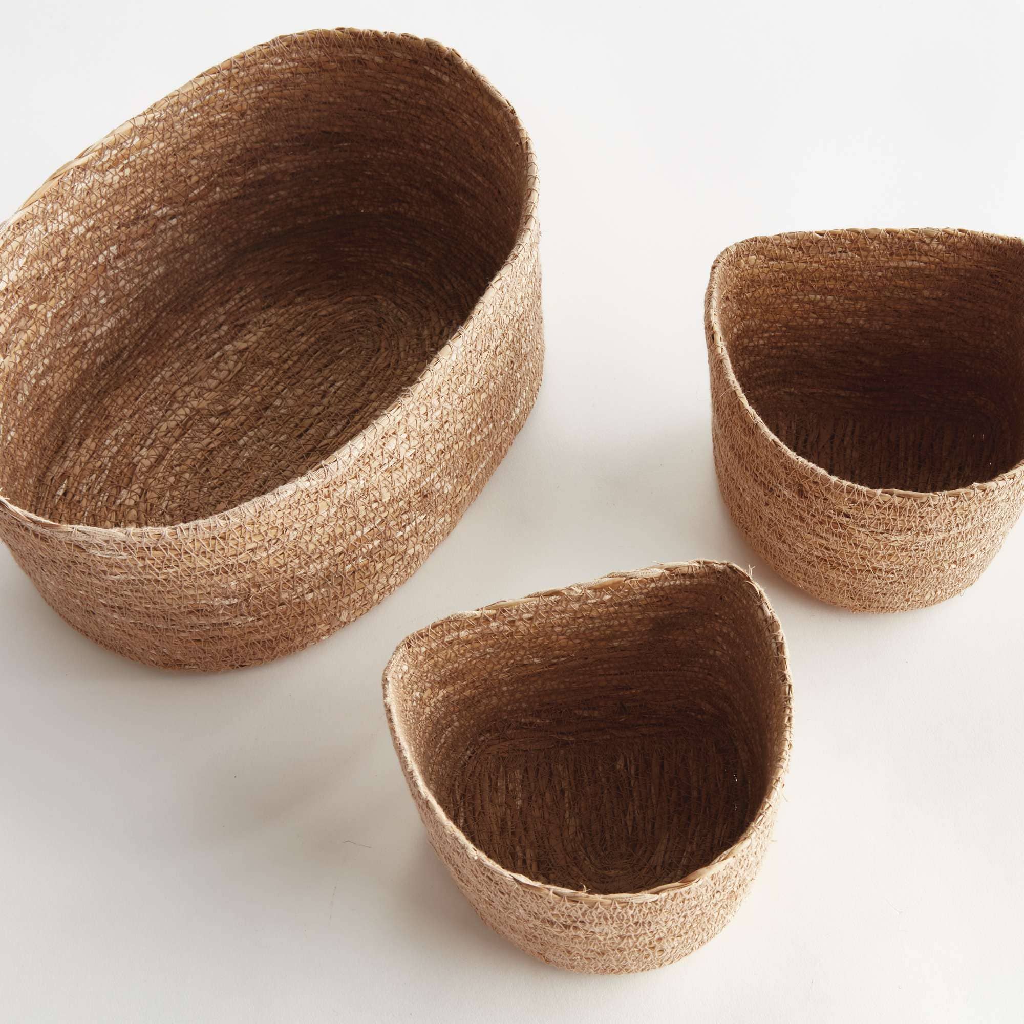 Handwoven Seagrass Storage Baskets — Set of 3