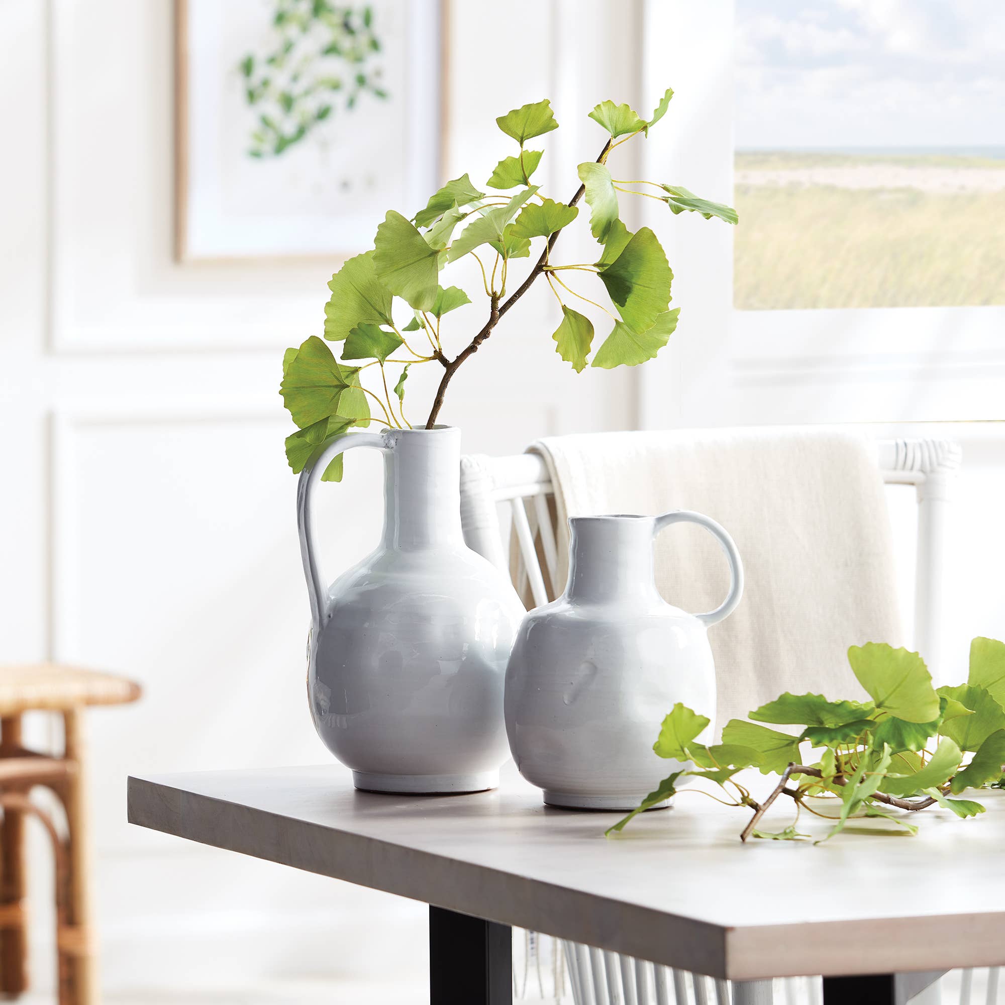 Irregular White Handled Vase