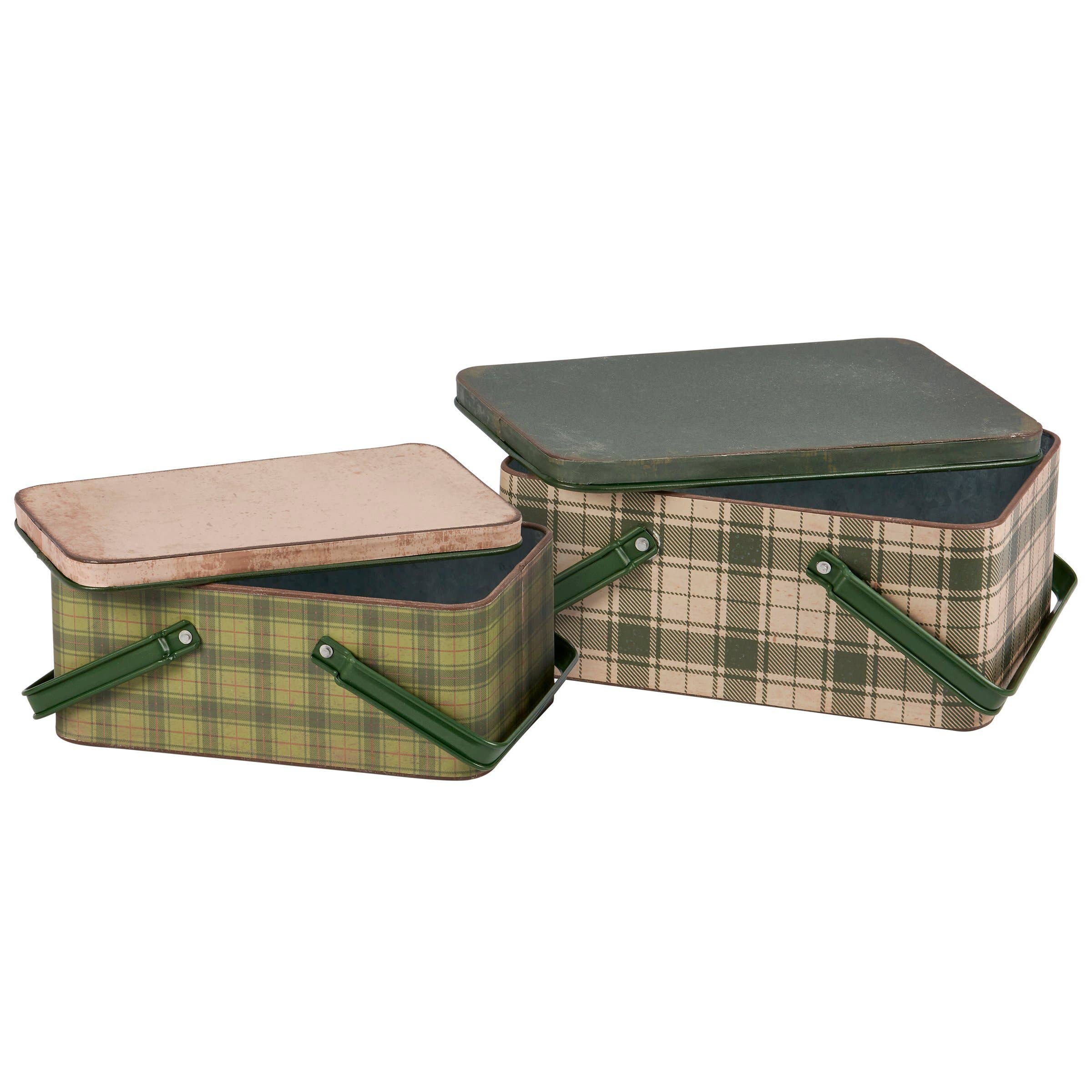 Green Tartan Bin Set