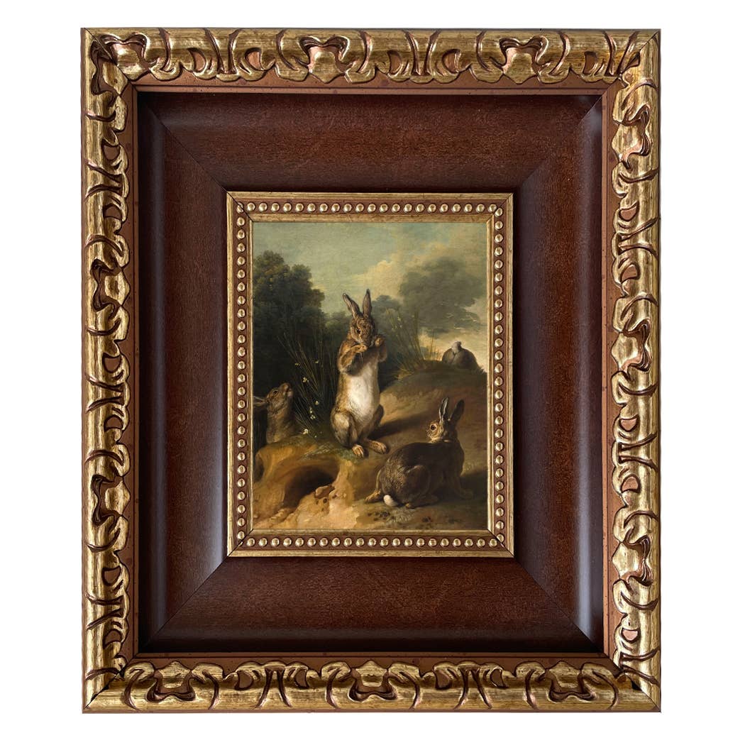 Rabbits in the Landscape Framed Canvas Art