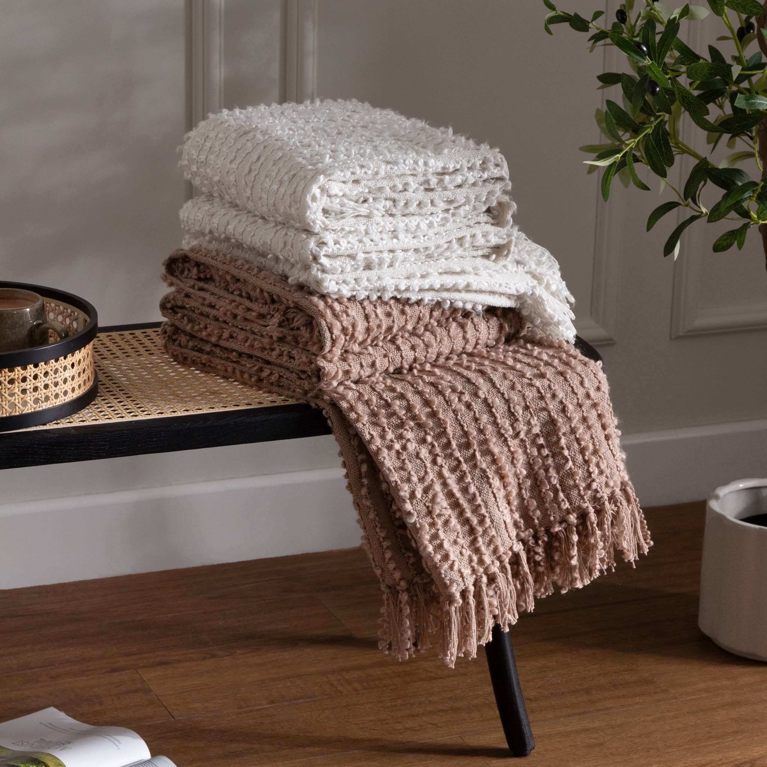 Woven Tasselled Throw Natural