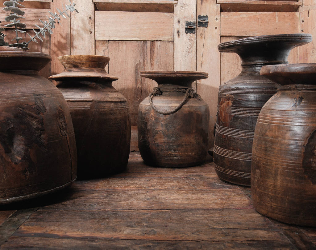 Hand-Carved Wooden Milk Jug