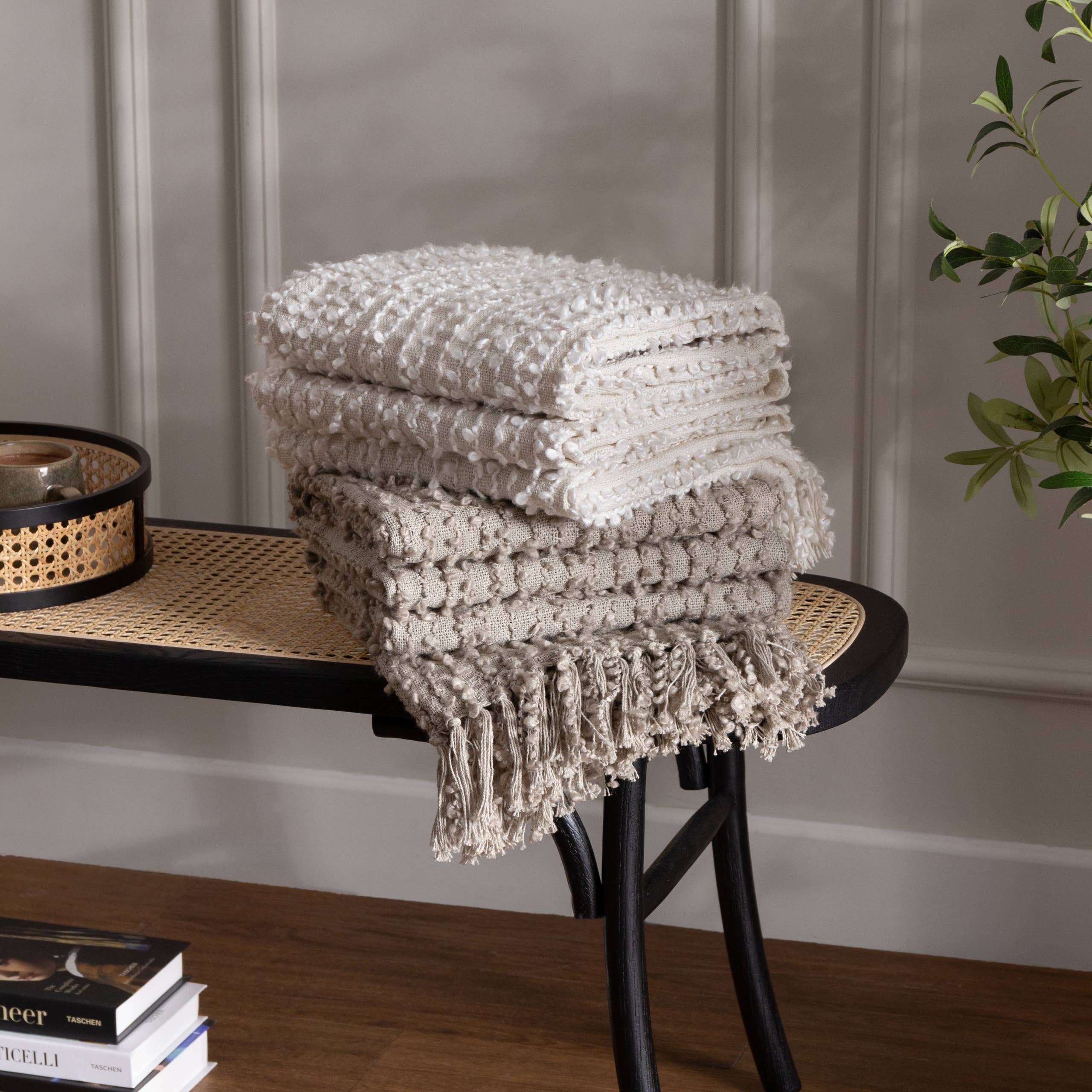 Woven Tasselled Throw Natural