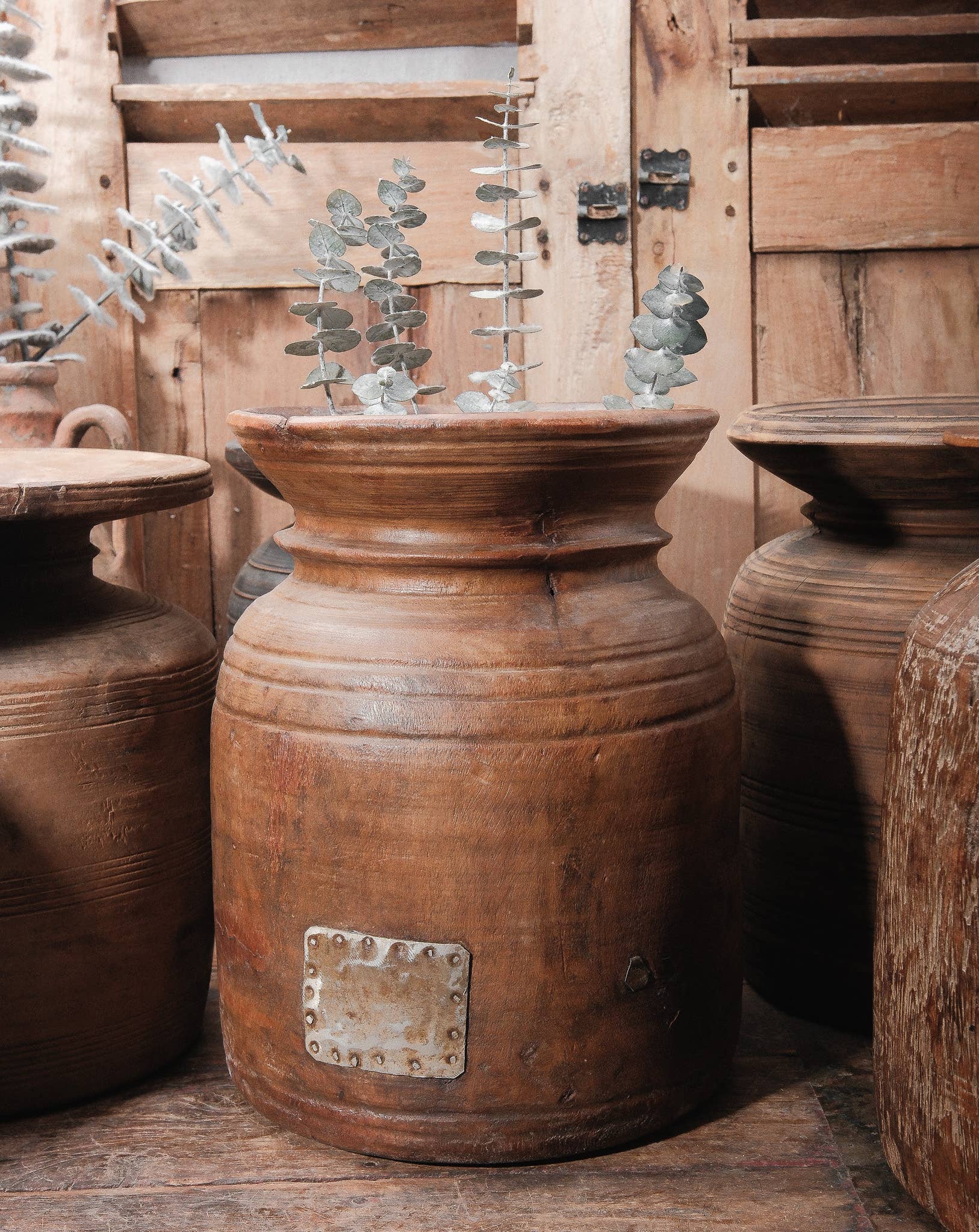 Hand-Carved Wooden Milk Jug