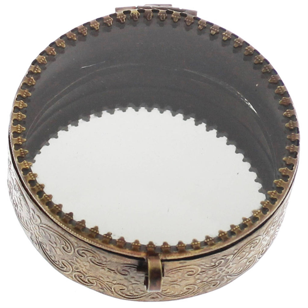 Brass Round Mirrored Box